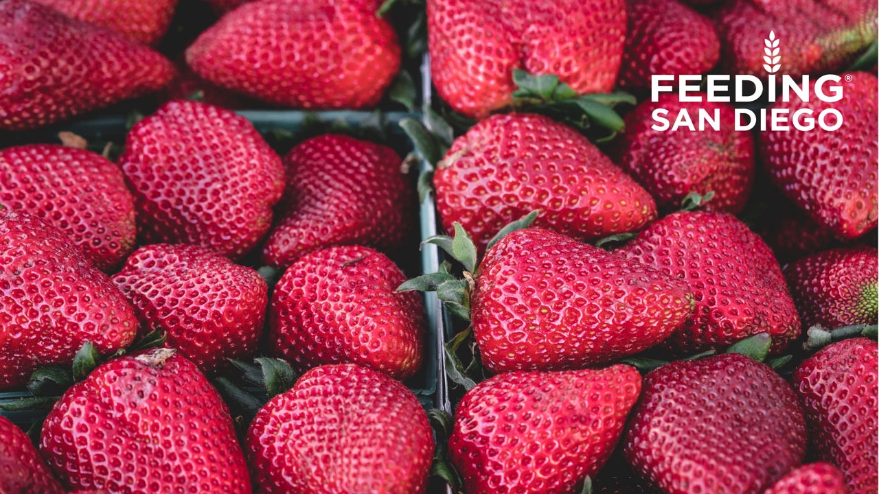 Zoom background of strawberries