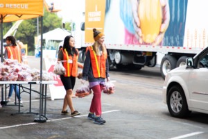 Volunteers at Feeding San Diego food distribution