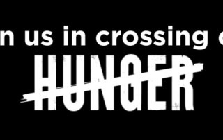 A graphic with text that reads "Join us in crossing out hunger"
