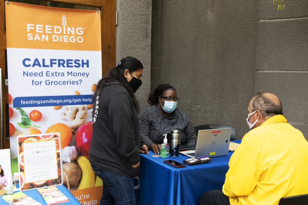 Feeding San Diego CalFresh Booth at Third Avenue Charitable Organization in San Diego on October 22, 2021.
