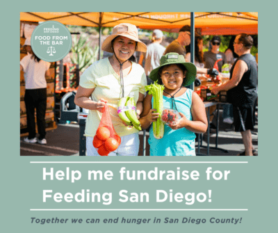 Graphic with a photo of a girl and her mom holding produce and text reading 