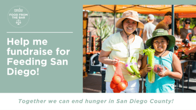 Graphic with a photo of a girl and her mom holding produce and text reading 