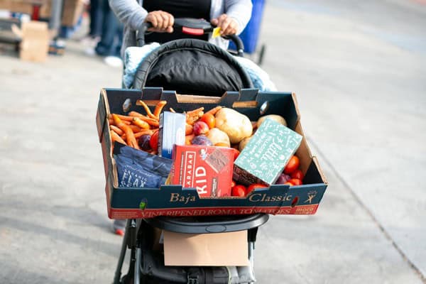 Stroller with box of food