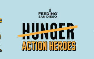 Hunger Action Heroes logo and drawings of heroes