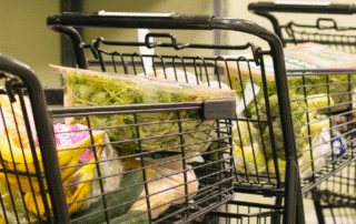 Line of carts full of food