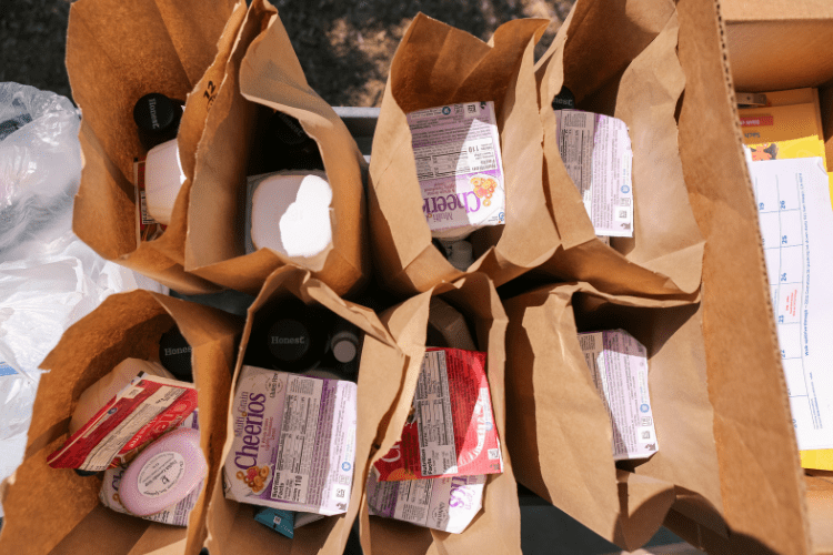Paper bags full of food